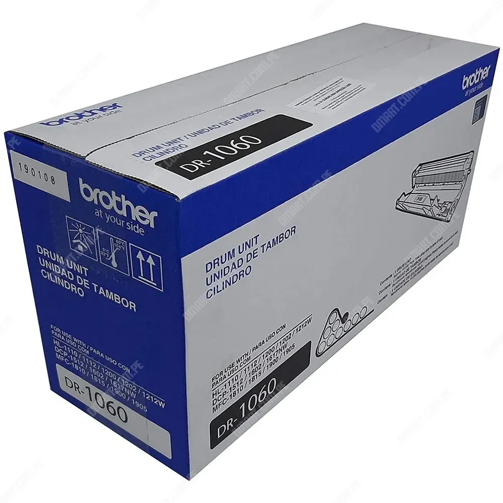 Unidad De Imagen Brother DR1060 Black, Para Impresoras Brother HL-1202 / HL-1212W / DCP-1602 / DCP-1617NW, Rendimiento 10.000 Páginas.