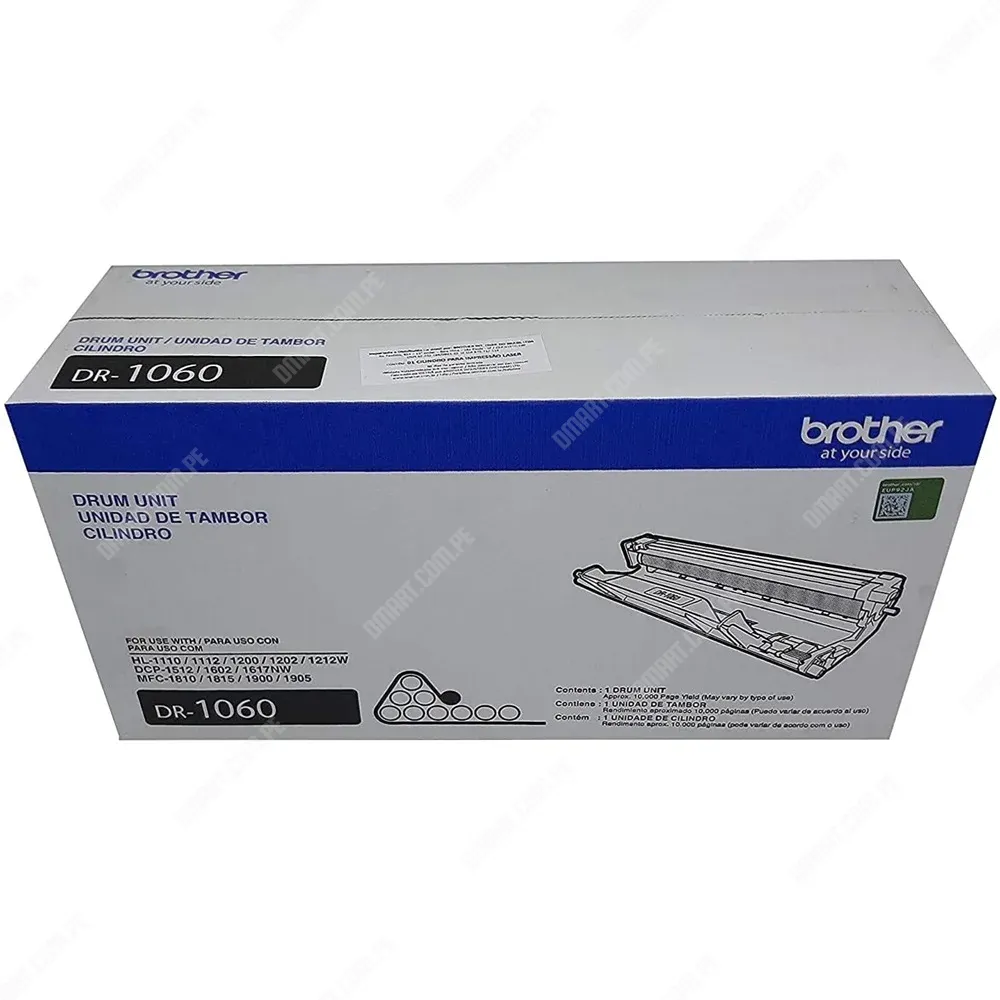 Unidad De Imagen Brother DR1060 Black, Para Impresoras Brother HL-1202 / HL-1212W / DCP-1602 / DCP-1617NW, Rendimiento 10.000 Páginas.