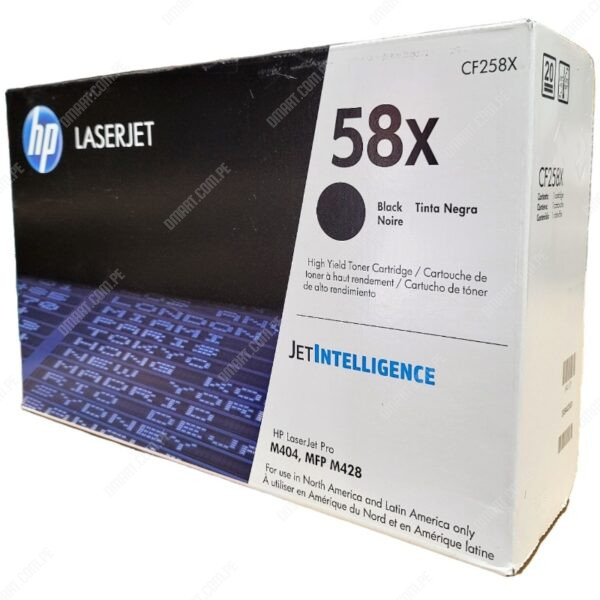 Toner Hp 58X CF258X Black, Para Impresoras Multifunción HP LaserJet Pro M404dn / M404dw / M404n / M428fdn / M428fdw, Rendimiento 10.000 Páginas.