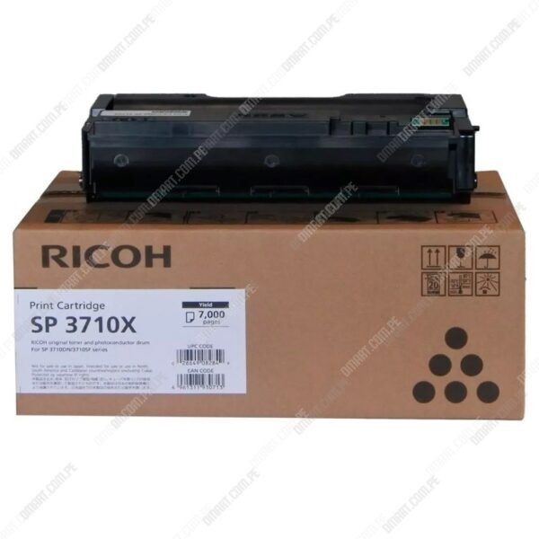 Toner Original Ricoh SP 3710X Series 408284 Negro, Para Impresora Multifunciónal Ricoh SP 3710DN / SP 3710SF / M 320F / P 311, Rendimiento 7.000 Paginas.