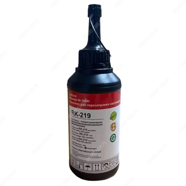 Botella De Recarga Toner Pantum RK-219 (PD-219) Black, Para Impresoras Pantum P2509W / M6509NW / M6559N / M6559NW / M6609N / M6609NW, Rendimiento 1.600 Páginas.