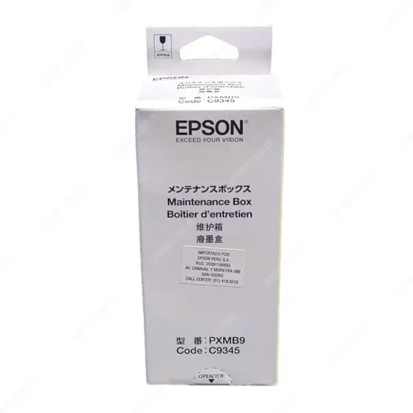 Caja De Mantenimiento Epson C9345/PXMB9 (C12C934591) Black, Para Impresora Epson EcoTank L15150 / L15160 / L15168 / L8160 / L8180, Rendimiento 30.000 Páginas.