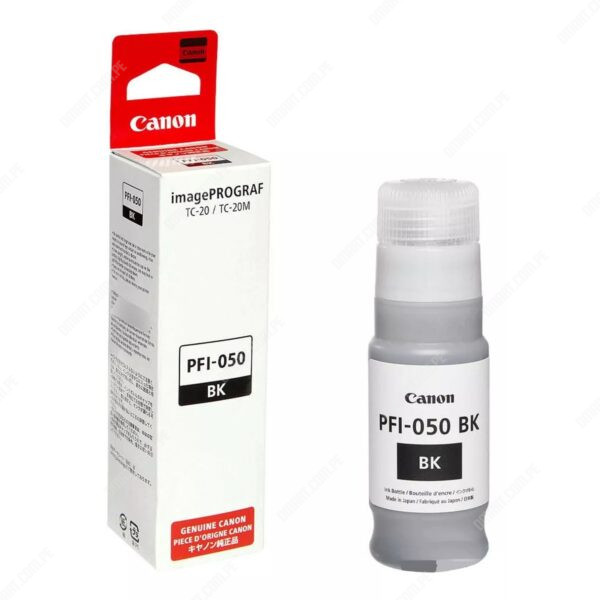 Botella De Tinta Canon PFI-050 BK Color Negro, Para Impresora Canon ImagePROGRAF TC-20 / iPF TC-20M, Volumen De Tinta 70ml, Rendimiento 7.300 Páginas.