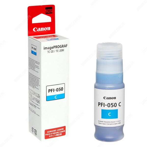 Botella De Tinta Canon PFI-050 C Color Cyan, Para Impresora Canon ImagePROGRAF TC-20 / iPF TC-20M, Volumen De Tinta 70ml, Rendimiento 7.300 Páginas.