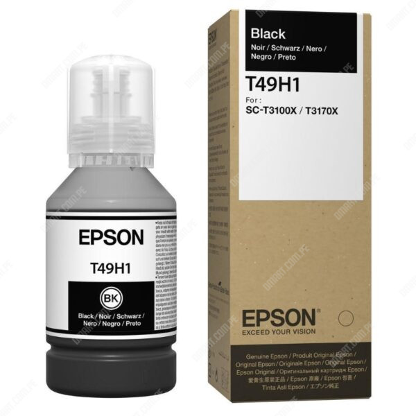 Botella De Tinta Epson T49H100 Color Negro, Para Impresora Plotter Epson SureColor SC-T3100X / SC-T3170X, Contenido 140 Mililitros, Rendimiento 6.000 Páginas.