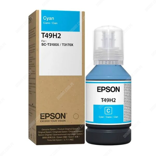 Botella De Tinta Epson T49H200 Color Cyan, Para Impresora Plotter Epson SureColor SC-T3100X / SC-T3170X, Contenido 140 Mililitros, Rendimiento 6.000 Páginas.