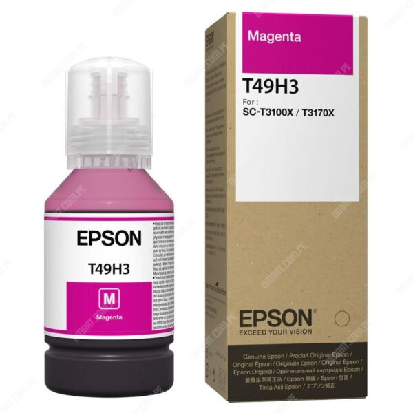 Botella De Tinta Epson T49H300 Color Magenta, Para Impresora Plotter Epson SureColor SC-T3100X / SC-T3170X, Contenido 140 Mililitros, Rendimiento 6.000 Páginas.