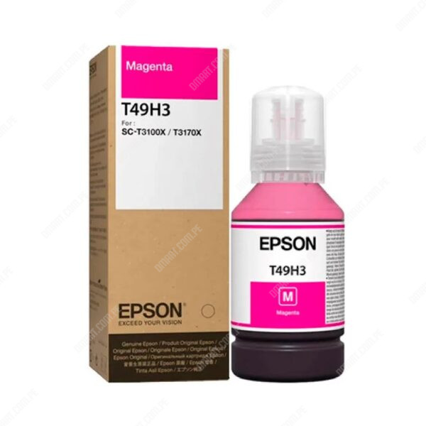 Botella De Tinta Epson T49H300 Color Magenta, Para Impresora Plotter Epson SureColor SC-T3100X / SC-T3170X, Contenido 140 Mililitros, Rendimiento 6.000 Páginas.