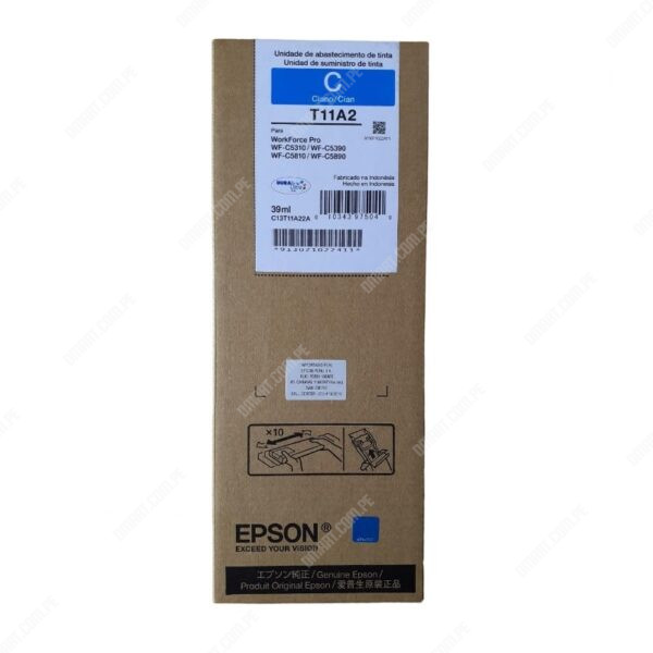 Tinta Epson T11A220-AL Color Cyan, Para Impresora Epson WorkForce Pro WF-C5310 / WF-C5390 / WF-C5810 / WF-C5890, Rendimiento 5.000 Páginas.