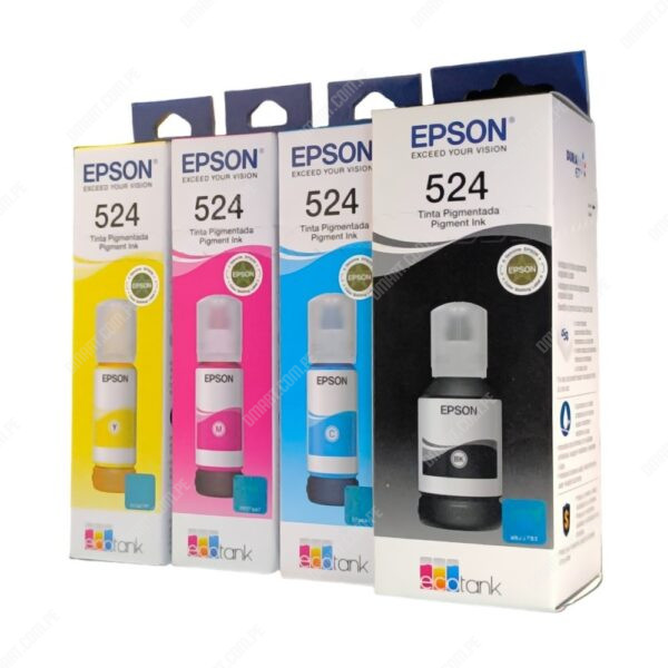 Botella De Tinta Epson T524 [T524120-AL] [T524220-AL] [T524320-AL] [T524420-AL] Para Impresora Epson EcoTank L15150 / L15160, Color Negro Cyan Magenta Amarillo.