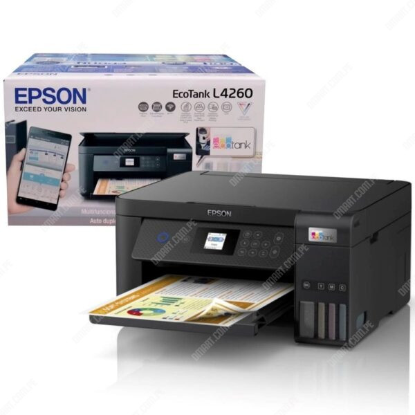 Impresora Multifuncional Epson Ecotank L4260 Duplex, Funciones / Impresora / Escaner / Copiadora, Inalámbrica Wifi, Con Pantalla LCD a Color De 1,44".