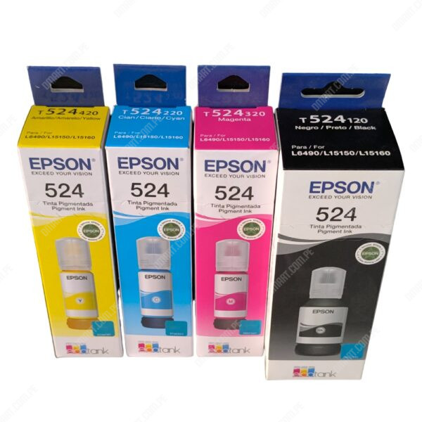 Botella De Tinta Epson T524 [T524120-AL] [T524220-AL] [T524320-AL] [T524420-AL] Para Impresora Epson EcoTank L15150 / L15160, Color Negro Cyan Magenta Amarillo.