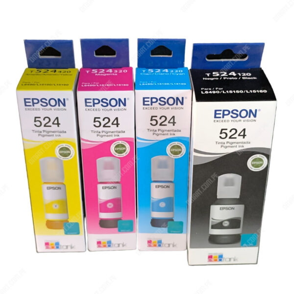 Botella De Tinta Epson T524 [T524120-AL] [T524220-AL] [T524320-AL] [T524420-AL] Para Impresora Epson EcoTank L15150 / L15160, Color Negro Cyan Magenta Amarillo.