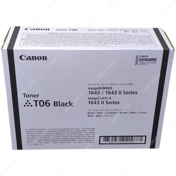 Tóner Original Canon T06 Black [3526C001AA] Para Impresoras Canon imageRUNNER 1643i II / 1643iF II / 1643P. Rendimiento 20.500 Páginas.