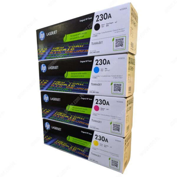 Toner Hp 230A [W2300A] [W2301A] [W2302A] [W2303A] Color Negro Cyan Magenta Amarillo [Original] Para Impresoras HP Color LaserJet Pro 4203dw / MFP 4303fdw.