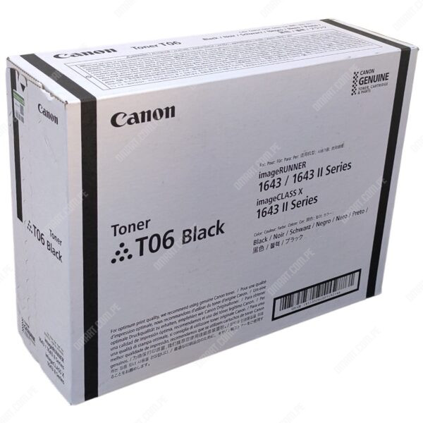 Tóner Original Canon T06 Black [3526C001AA] Para Impresoras Canon imageRUNNER 1643i II / 1643iF II / 1643P. Rendimiento 20.500 Páginas.