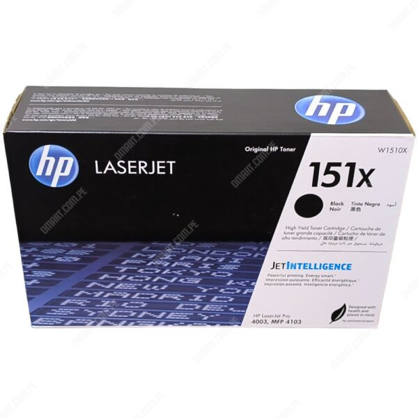 Tóner Original Hp W1510X 151X Black, Para Impresoras Hp LaserJet Pro 4003dn / 4003dw / 4003n / MFP Pro 4103dw / 4103fdn / 4103fdw. Rendimiento 9.700 Páginas.