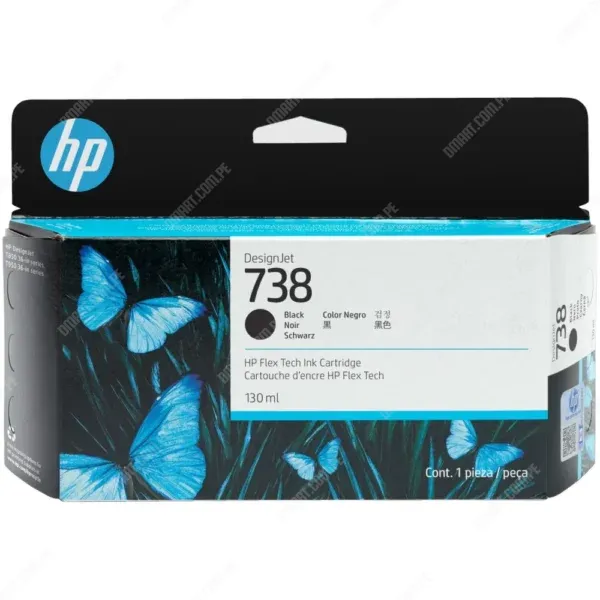 Cartucho De Tinta Hp 498N4A (738) Color Negro, Para Impresora Plotter Multifunción Hp DesignJet T850 / T950 MFP Series, Volumen De Tinta 130 Mililitros.