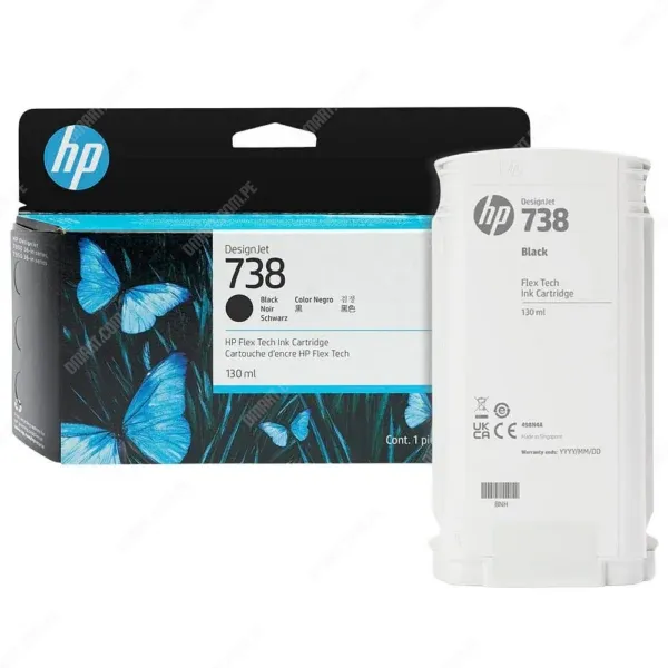 Cartucho De Tinta Hp 498N4A (738) Color Negro, Para Impresora Plotter Multifunción Hp DesignJet T850 / T950 MFP Series, Volumen De Tinta 130 Mililitros.