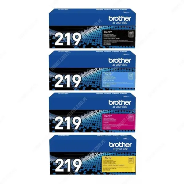 Juego De Toner Brother TN219 [TN219BK | TN219C | TN219M | TN219Y] Color Negro Cyan Magenta Amarillo, Para Brother HL-L3280CDW / DCP-L3560CDW / MFC-L3760CDW.