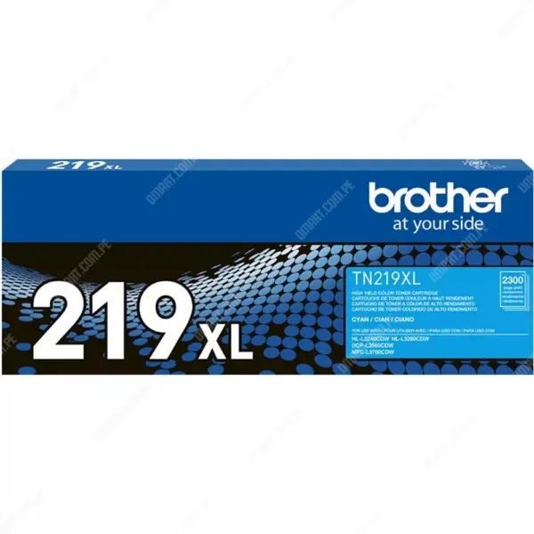 Cartucho De Toner Brother TN219XL C Color Cyan, Para Impresoras Brother HL-L3280CDW / DCP-L3560CDW / MFC-L3760CDW, Rendimiento 2.300 Páginas.