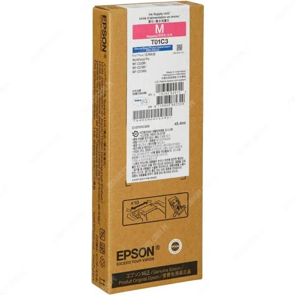 Bolsa De Tinta Epson T01C300 Color Magenta, Para Impresoras Epson WorkForce Pro WF-C529R / WF-C579R Series, Rendimiento 5.000 Páginas.