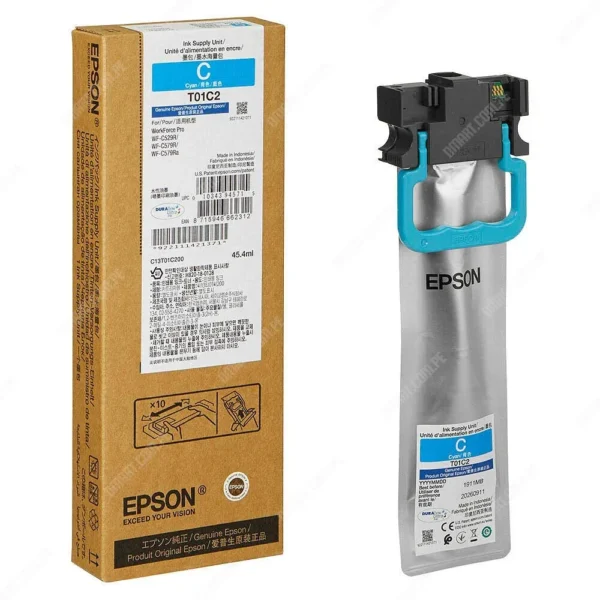 Bolsa De Tinta Epson T01C200 Color Cyan, Para Impresoras Epson WorkForce Pro WF-C529R / WF-C579R Series, Rendimiento 5.000 Páginas.