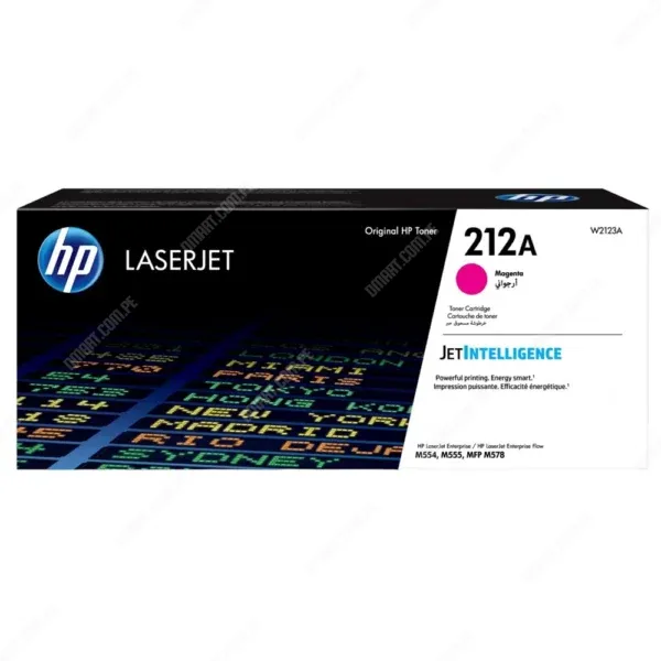 Toner Hp W2123A [212A] Color Magenta, Para Impresoras Hp Color Laserjet Enterprise Flow MFP M578c / M554dn / M555dn / M555x / M578dn, Rendimiento 4.500 Páginas.