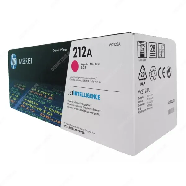 Toner Hp W2123A [212A] Color Magenta, Para Impresoras Hp Color Laserjet Enterprise Flow MFP M578c / M554dn / M555dn / M555x / M578dn, Rendimiento 4.500 Páginas.