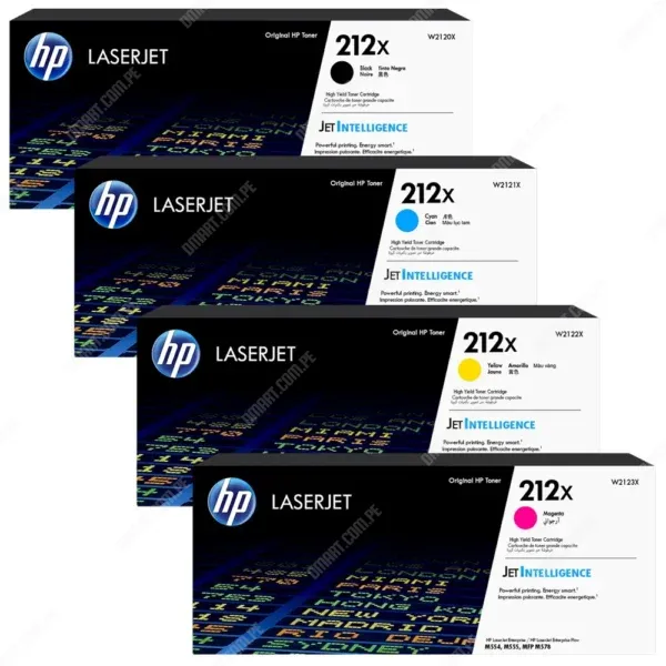 Juego De Toner Hp 212X [W2120X | W2121X | W2122X | W2123X] Color Negro Cyan Amarillo Magenta. Para Hp Color Laserjet Enterprise M554 / M555 / Flow MFP M578.