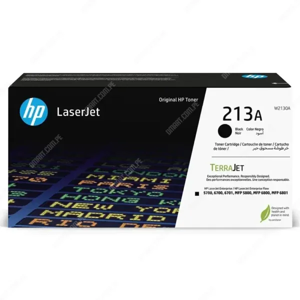 Toner Hp W2130A [213A] Color Negro, Para Impresoras Hp Color LaserJet Enterprise 5700dn / 6700dn / 6701dn / MFP 5800dn / 6800dn, Rendimiento 3.500 Páginas.