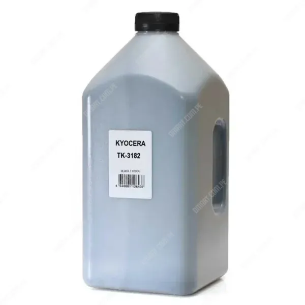 Botella Recarga De Toner Polvo Kyocera TK-3182 [1 Kilo] Color Negro, Compatible Con Impresoras Kyocera Ecosys M3655idn / P3055dn / P3155dn y Otros.