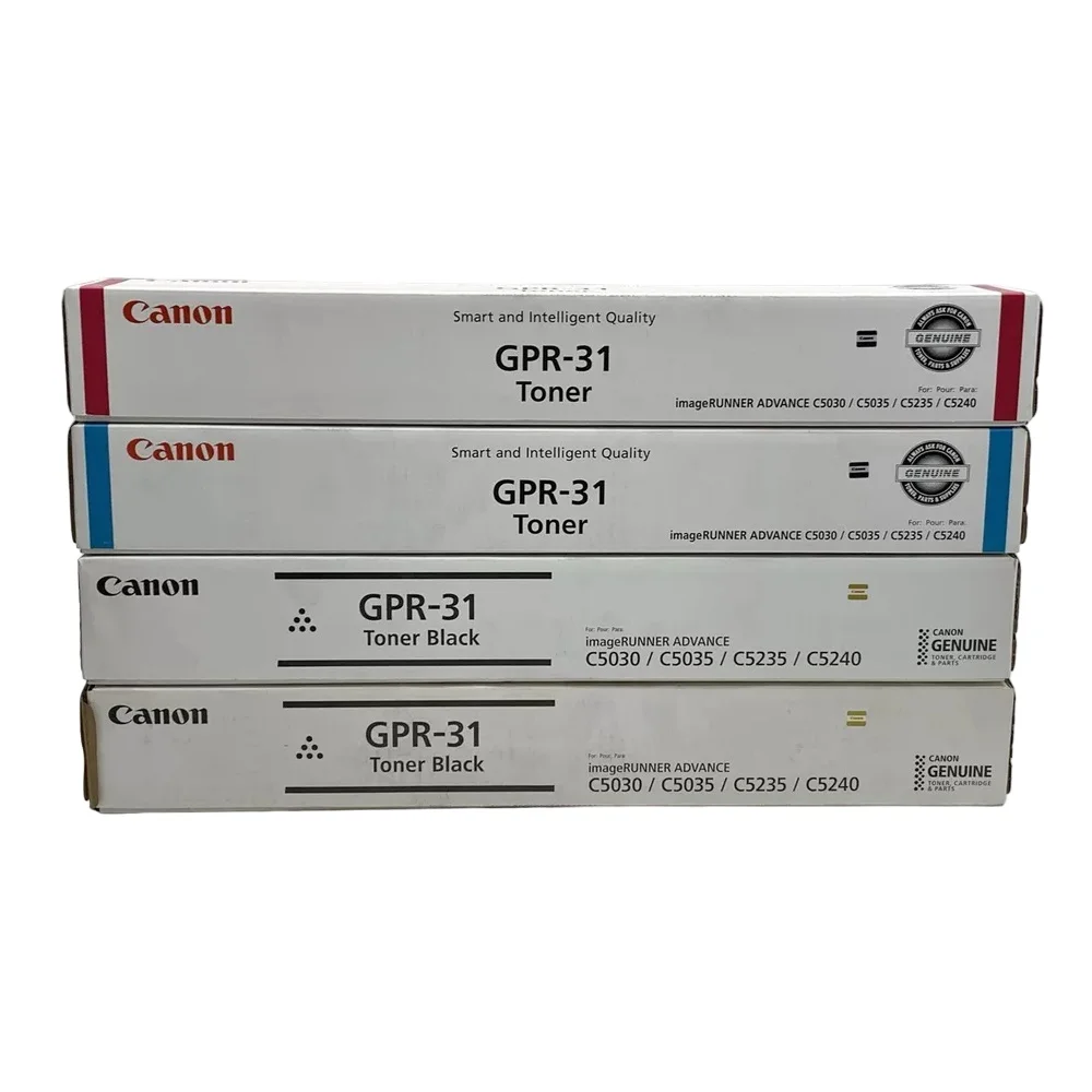 Kit De Toner Original Canon GPR-31 Color Negro Cyan Magenta Amarillo, Para Impresoras Canon imageRUNNER ADVANCE C5030 / C5035 / C5235 / C5240 (Juego Completo)