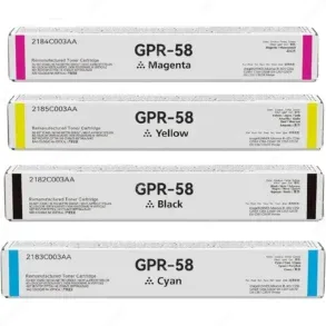 Toner Compatible Canon GPR-58 Color Negro Cyan Magenta Amarillo, Para Impresoras Canon imageRUNNER ADVANCE C256iF / C356iF / DX C257iF / C357iF (Juego Completo)