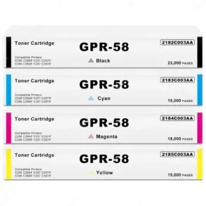 Toner Compatible Canon GPR-58 Color Negro Cyan Magenta Amarillo, Para Impresoras Canon imageRUNNER ADVANCE C256iF / C356iF / DX C257iF / C357iF (Juego Completo)