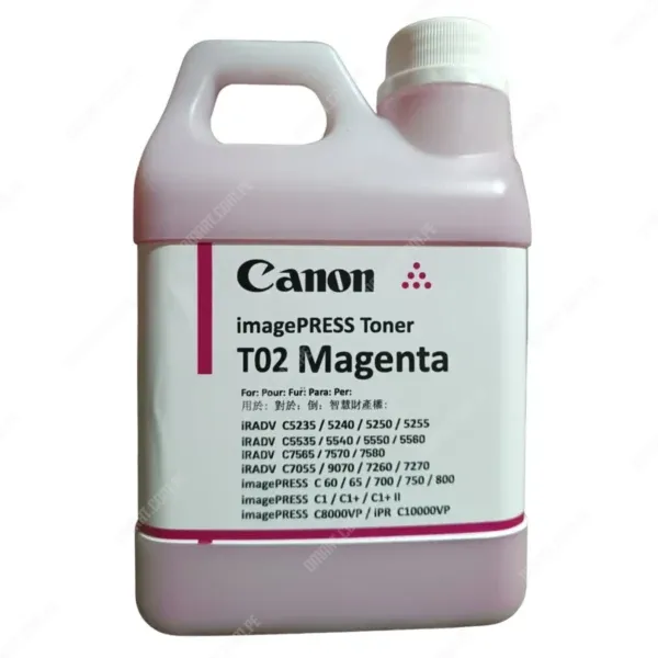 Botella De Polvo Toner Canon T02 Magenta, Compatible Con Toner Canon IPQ-1 | IPQ-2 | T01 | T02 | GPR-31 | GPR-55 | GPR-56 | GPR-58, Contenido 400 Gramos.