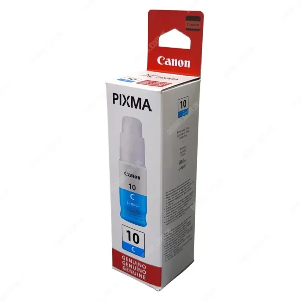 Botella De Tinta Canon GI-10 Cyan Original, Para Impresoras Canon Pixma G6010 / G6011 / G7010 / GM2010 / GM2011, Rendimiento 7.700 Páginas.