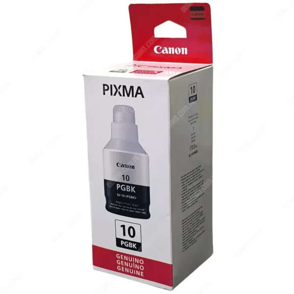 Botella De Tinta Canon GI-10 Negro Original, Para Impresoras Canon Pixma G5010 / G5011 / G6010 / G6011 / G7010 / GM2010 / GM2011, Rendimiento 8.300 Páginas.