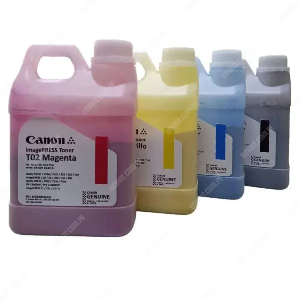 Botella De Polvo Tóner Canon T02 Negro Cyan Magenta Amarillo, Compatible Con Toner Canon IPQ-1 | IPQ-2 | T01 | T02 | GPR-31 | GPR-55 | GPR-56 | GPR-58.