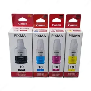 Botellas De Tinta Canon GI-10 Color Negro Cyan Magenta Amarillo, Para Impresoras Canon Pixma G6010 / G6011 / G7010 / GM2010 / GM2011 [Juego Completo]