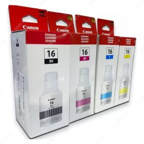 Botellas De Tinta Canon GI-16 Color Negro Cyan Magenta Amarillo, Para Impresoras Canon Maxify GX3010 / GX4010 / GX5010 / GX6010 / GX7010 (Juego Completo)