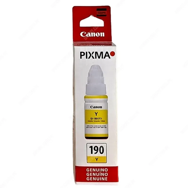 Tinta Canon GI-190 Amarillo, Para Canon Pixma G1100 / G1110 / G2100 / G2101 / G2110 / G3100 / G3101 / G3110 / G4100 / G4110 / G4111, Rendimiento 7.000 Páginas.