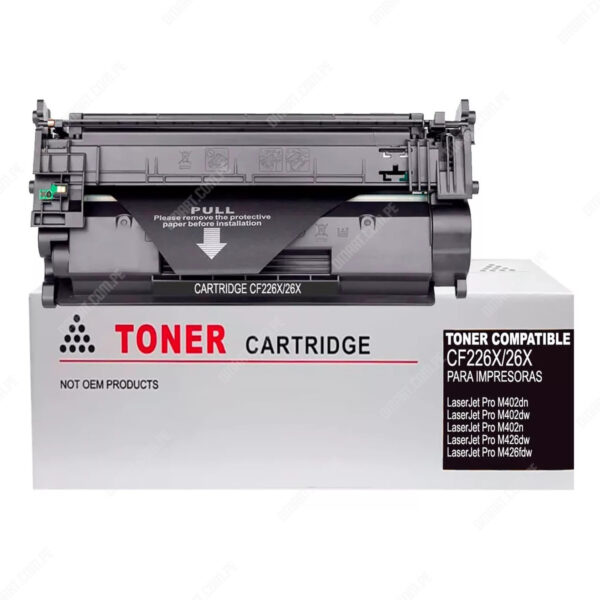 Toner Compatible Hp CF226X 26X Black, Para Impresoras Hp LaserJet Pro M402dn / M402dw / M402n / M426dw / M426fdn / M426fdw, Rendimiento 9.000 Páginas.