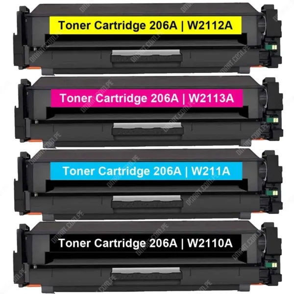 Toner Hp 206A Color Negro Cyan Magenta Amarillo, Para Impresoras Hp Color LaserJet Pro M255dw / M255nw / MFP M283fdw / M283cdw (Juego Completo)